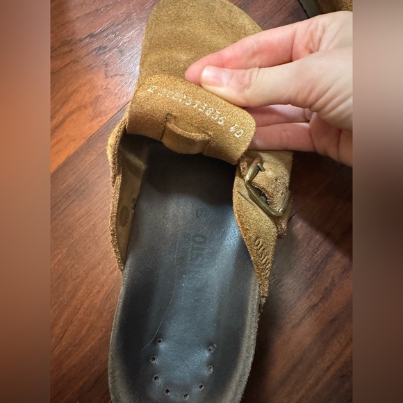 Brown Suede Buckle Clogs - Picture 5 of 7